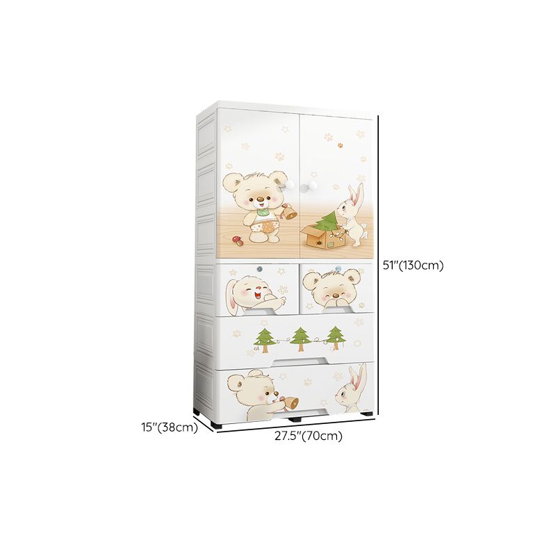 Plastic Kids Armoire Closet Urban Shelved Kids Wardrobe in White