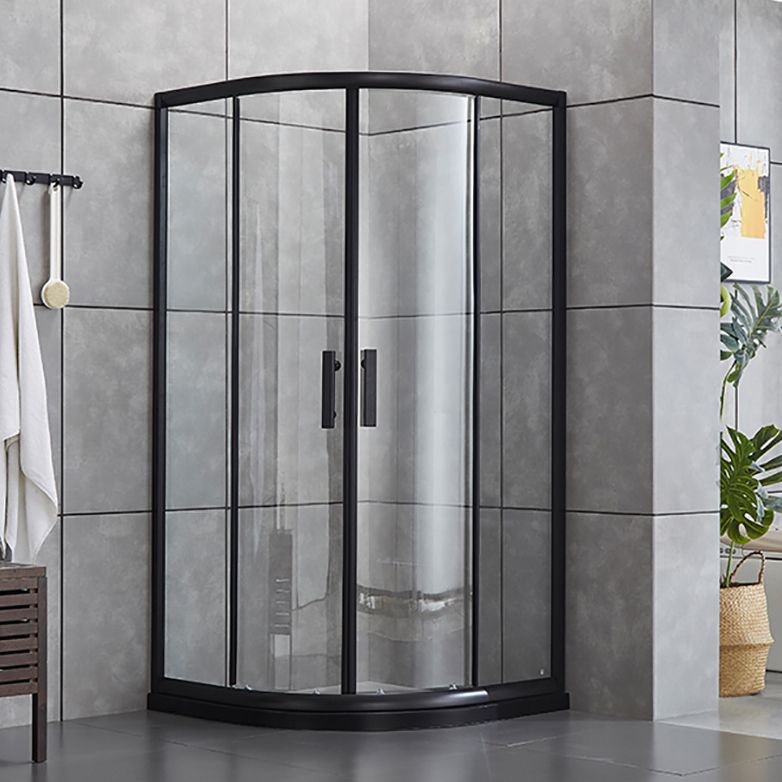 Rounded Matt Black Shower Enclosure Tempered Glass Corner Shower Enclosure