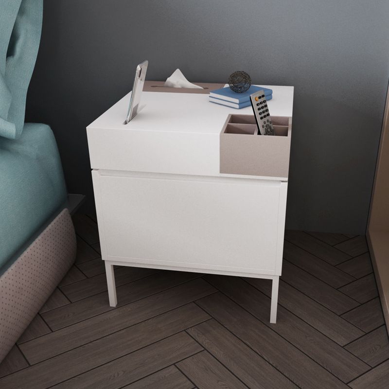 Wooden Bedside Table Modern Style Minimalist Night Table with Door