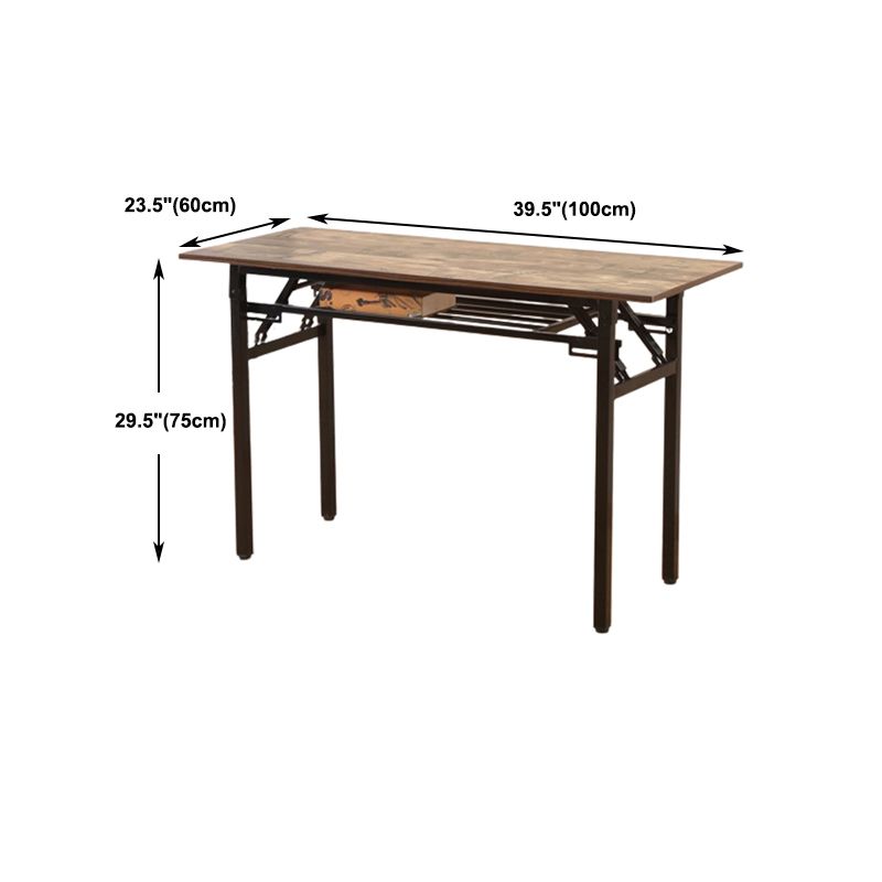 Industrial Rectangular Writing Desk Brown Wooden Office Desk