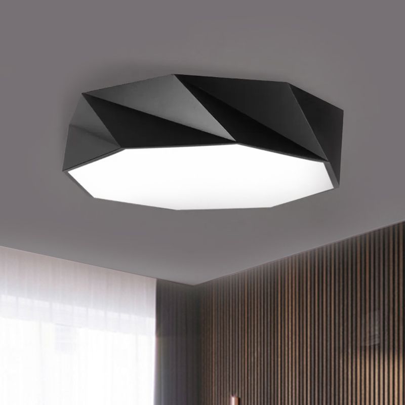 Concave/Convex Shape Metal Flush Mount Lighting Modern Led White/Black Flush Ceiling Mount, 16"/19.5"/23.5" Wide