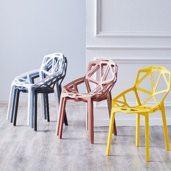 Contemporary Style Stackable Chairs Dining Plastic Arm Chairs for Kitchen