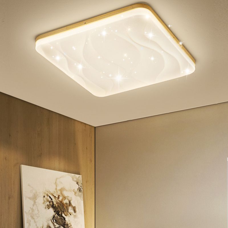 Contemporary Flush Light Wooden LED Ceiling Lighting for Bedroom