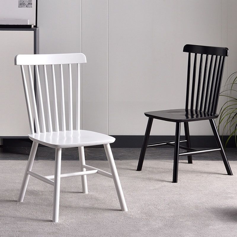 Contemporary Wood Chair Windsor Back Side Chair in Matte Finish for Home