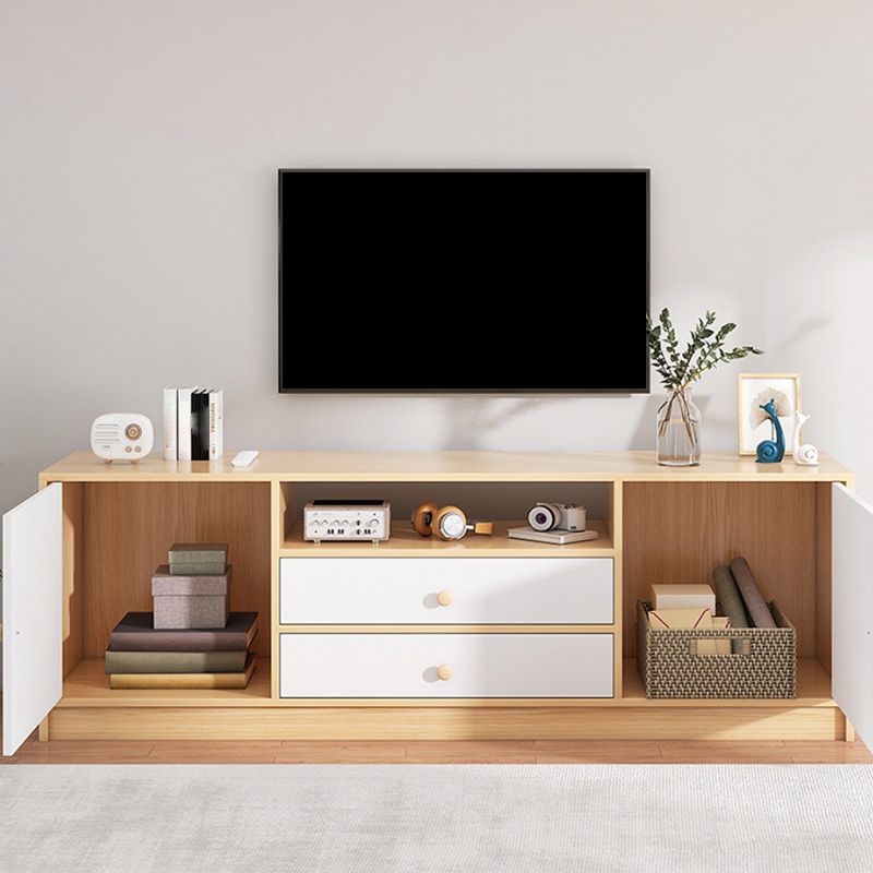 Scandinavian Style TV Stand Wood Open Storage Stand Console with Shelf