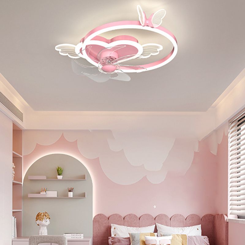 Chlidren Style Ceiling Fan Light LED Butterfly Ceiling Mount Light with Acrylic Shade