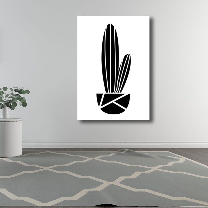 Potted Cactus Paintings Home Decor Nordic Canvas for Sitting Room Wall Art in Black