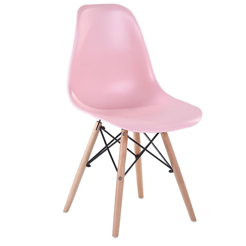 Modern Style Dining Room Chairs Plastic Armless Chair with Wooden Legs