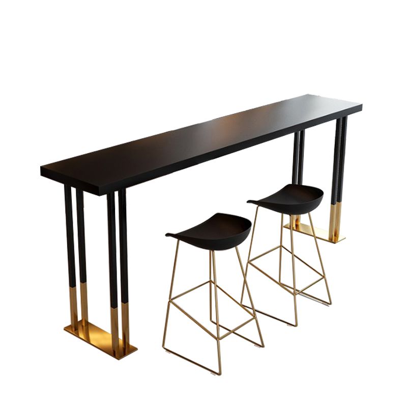 Black Metal Trestle Bistro Bar Desk Rectangle Indoor Contemporary Bar Stool Table