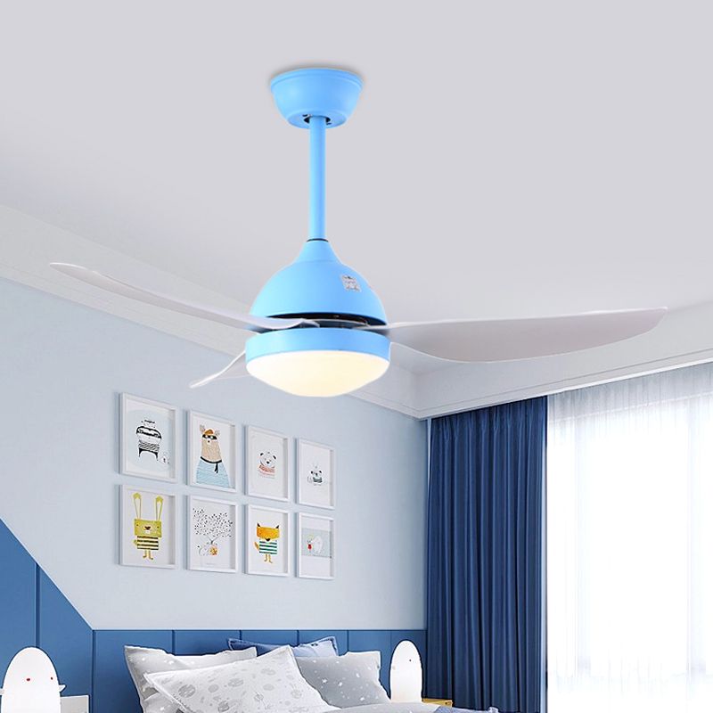 42 "brede dennenkegel metaalhangventilator Licht Modernistische witte/blauwe led semi -flush gemonteerde lamp met 3 messen