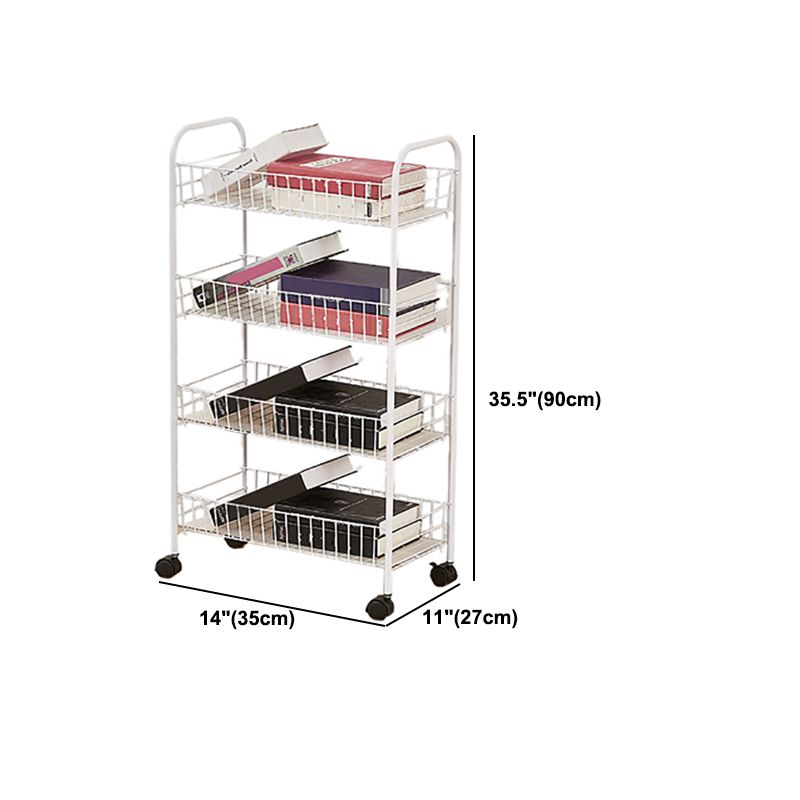 Stainless Steel Bookshelf, Multi Tiers Contemporary Bookcase for Home with Caster