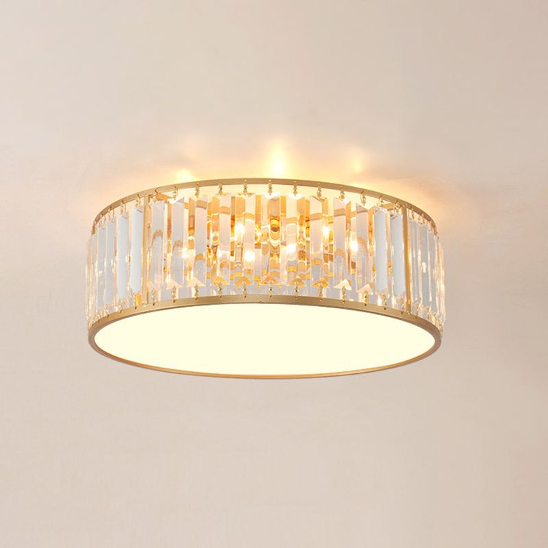 Contemporary Flush Light Fixture Crystal Flush Mount Ceiling Fixture in Gold