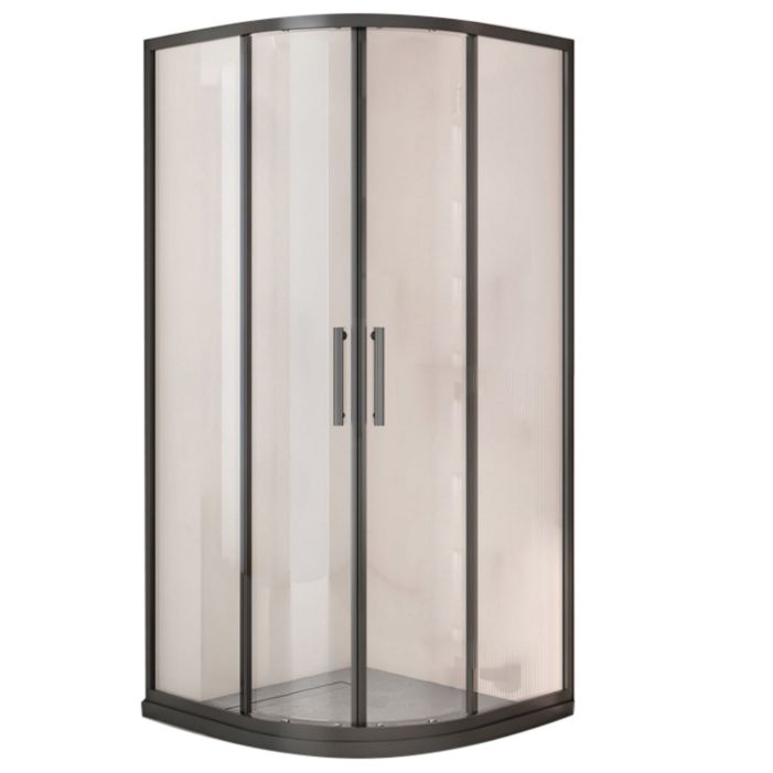 Black Full Frame Curved Tempered Glass Double Slide Shower Door