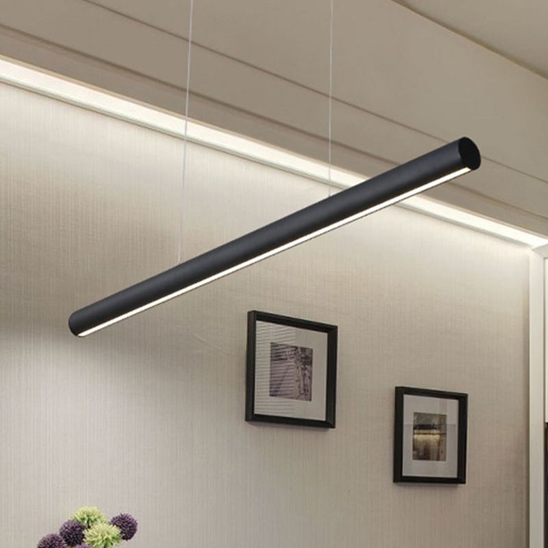 Metal Linear Pendant Chandelier LED moderne Kit de lampe suspendue noire de 39 "/ 47" de large dans la lumière blanche / chaude / naturelle