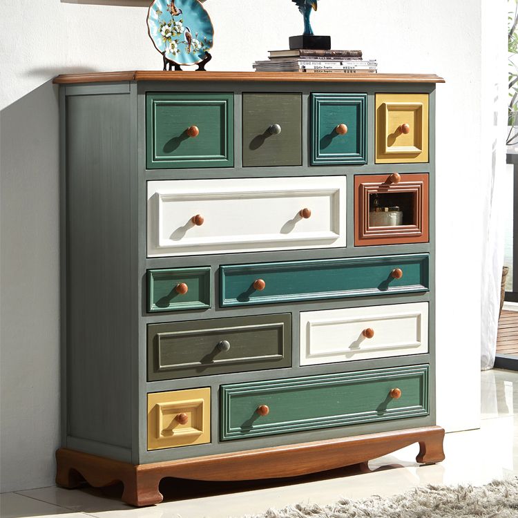 Bedroom Wooden Storage Chest Retro Storage Chest Dresser with Multi Drawers