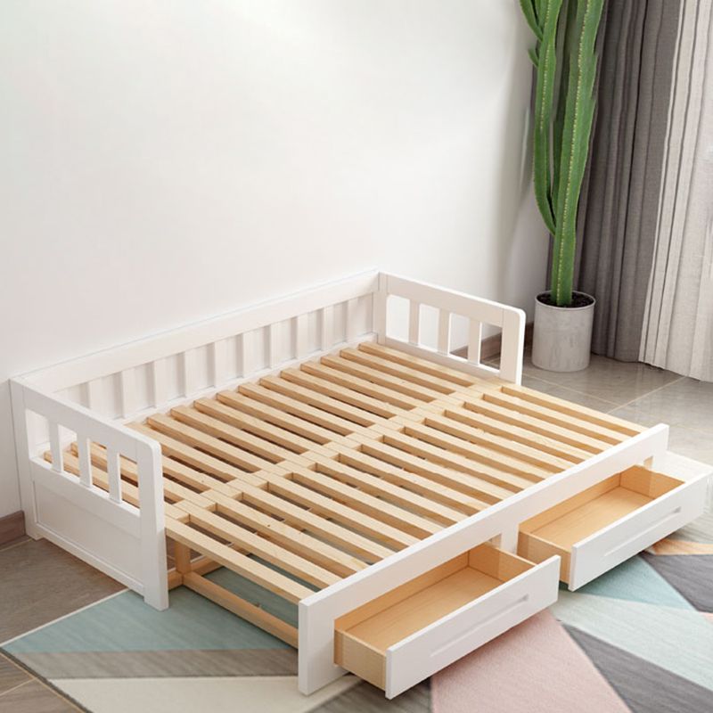 Solid Wood Slat Daybed with Mattress Modern Daybed with 2 Drawers