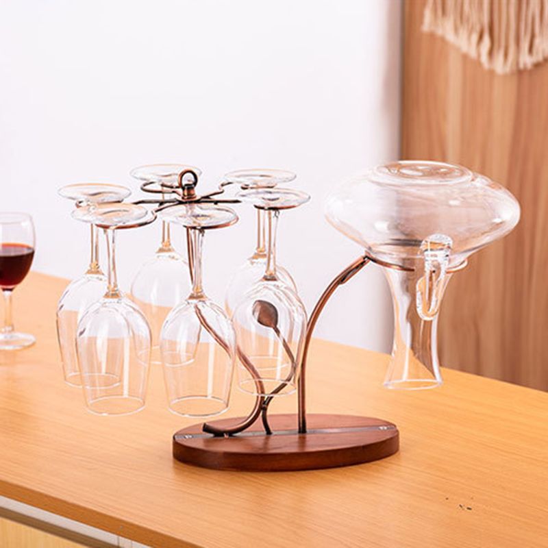 Contemporary Tabletop Wine Glass Rack Metal and Wood Glass Rack