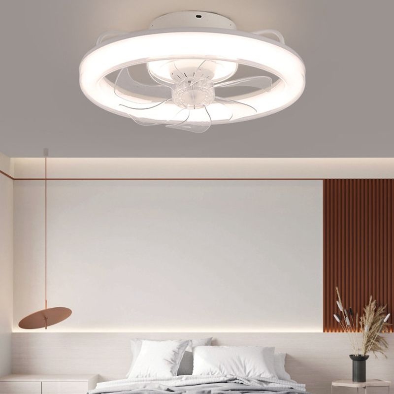 Metal Round Shape Ceiling Fans Modern Style 2 Lights Ceiling Fan Fixtures