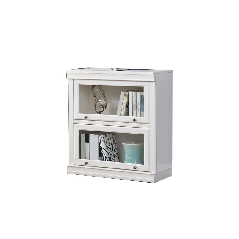 Modern Style Bookcase White Wood Closed Back Bookshelf with Door for Home Office