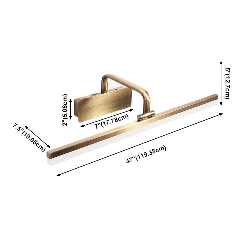 1 Light Linear Mirror Wall Lighting Modern Style Metal Wall Light Fixture in Brass