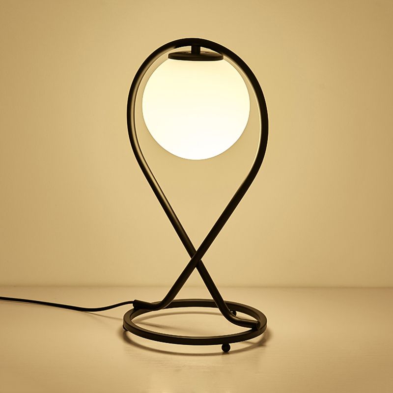 Crossed Linear Nightstand Light Simple Iron 1 Light White/Black Finish Night Table Lamp for Bedroom