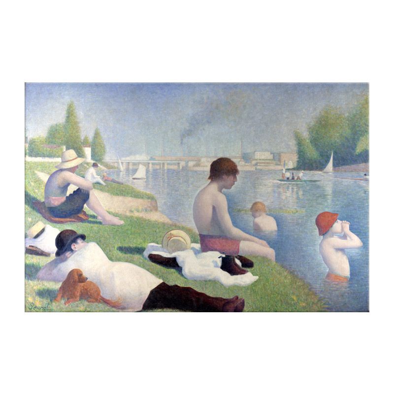 Outdoor Bathing Place Wall Decor Living Room Boys Blue Canvas Print Textured (Multiple Sizes)