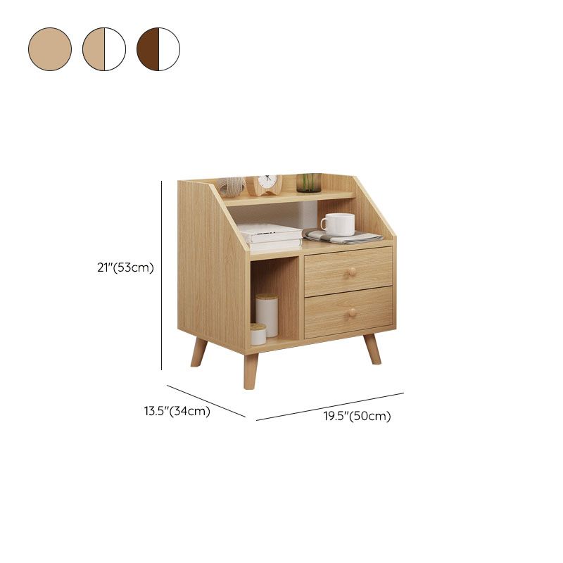 Modern Solid Wood Bed Nightstand Drawers Included Night Table for Bedroom