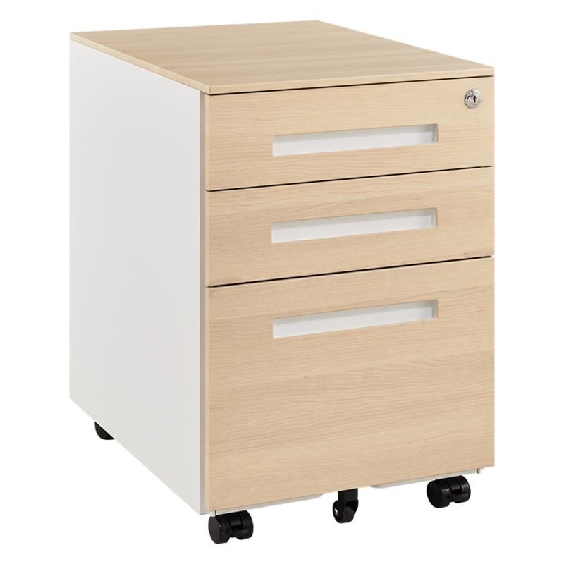 Contemporary File Cabinets Steel Frame Key Lock Mobile Filing Cabinet with Wheels