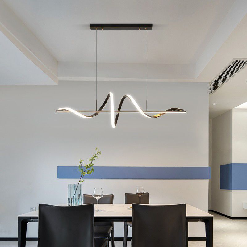 Metal Contemporary Linear Shape Pendant Light with Silicone Shade for Living Room