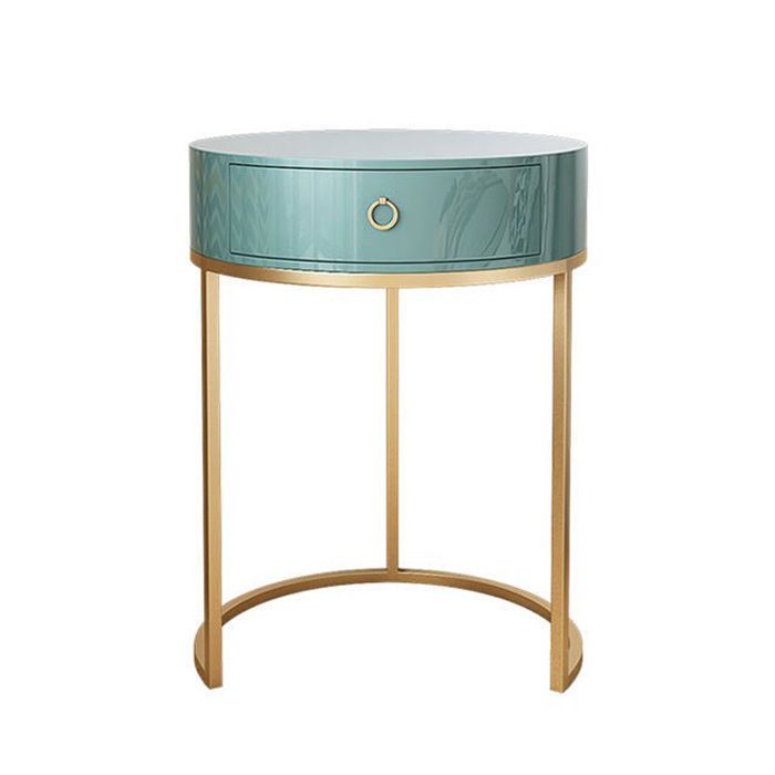 Glam Style 1- Drawer Wood Makeup Table Vanity Stool in Green