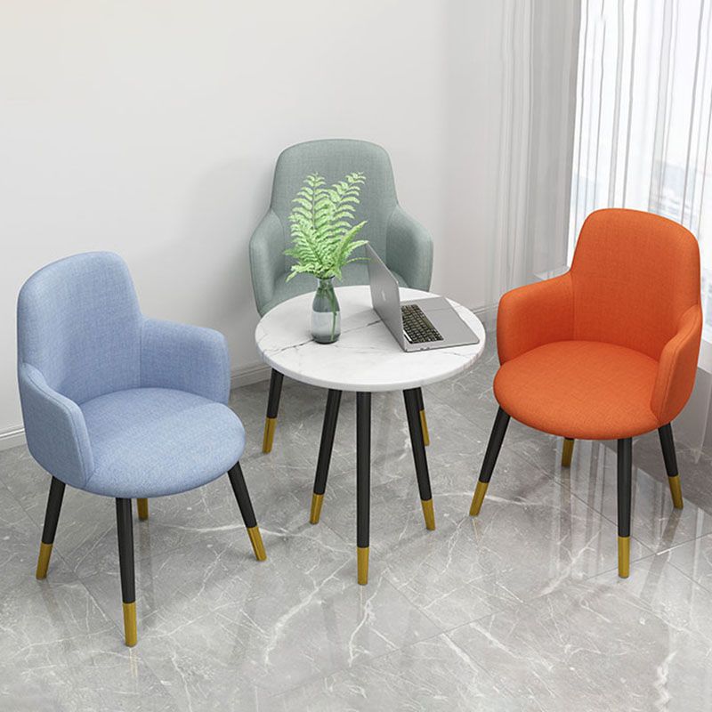 Minimalist Design Fabric Dining Chair for Home Solid Back Arm Side Chair