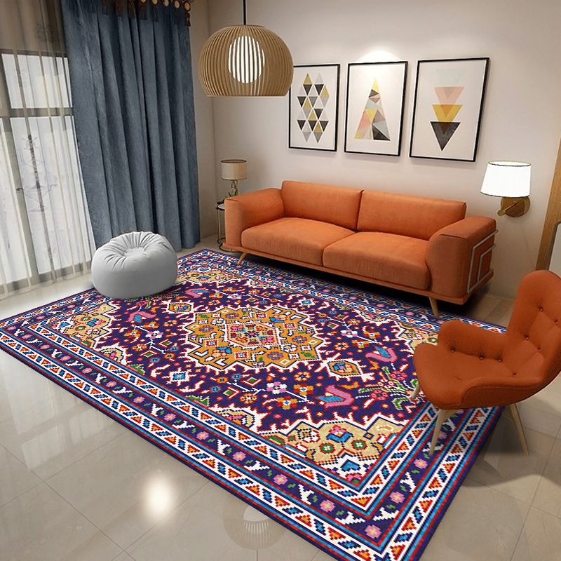 Tapis multicolore shabby chic de tapis à imprimé floral traditionnel tapis de polyester avec un support sans glissement