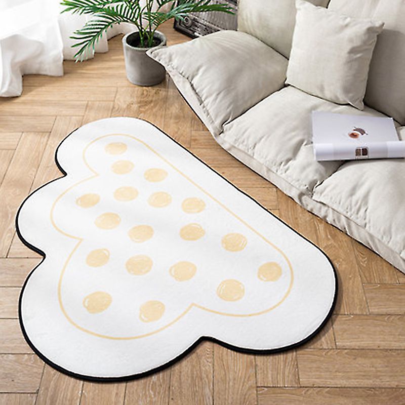 White Cloud Pattern Rug with Spots Polyester Novelty Rug Washable Anti-Slip Pet Friendly Area Rug for Bedroom