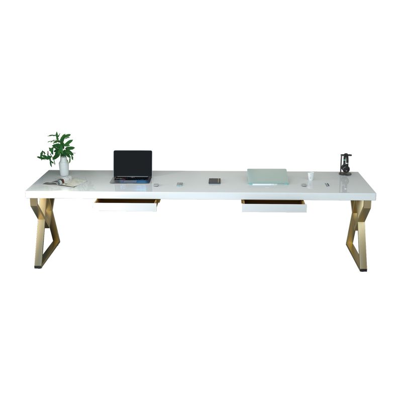 Glam Solid Wood Office Desk Rectangular Writing Desk for Office