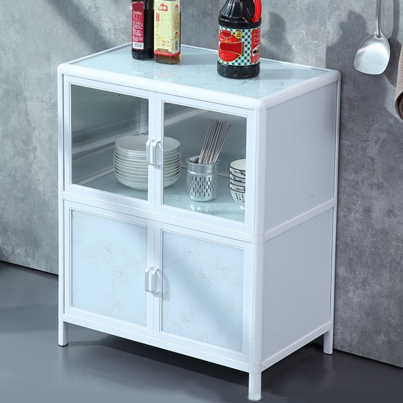 Modern Kitchen Metal Buffet/Console Cabinets Doors Dining Server in White