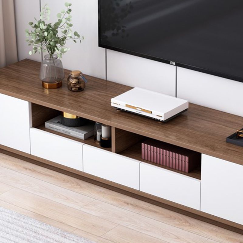 Wooden TV Stand Console Open Storage TV Stand with 2 Storages