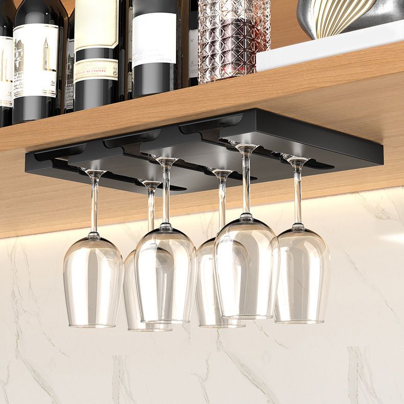 Hanging Modern Wine Rack 9.2"W x 0.8"H Wine Stemware Holder in Black/White