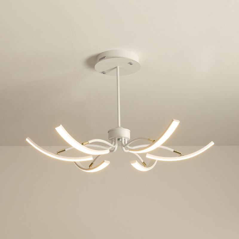 Lustre floral blanc lumière de plafond en métal minimaliste lampe suspension de plafond LED pour le salon