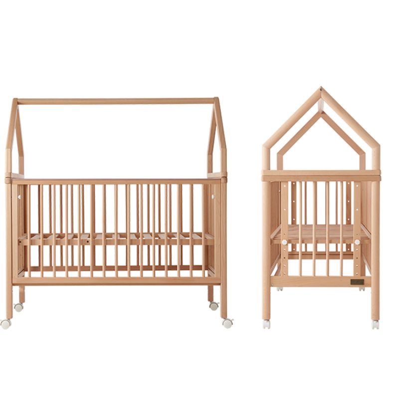 Farmhouse / Country Light Wood Beech with Casters/Wheels Baby Crib