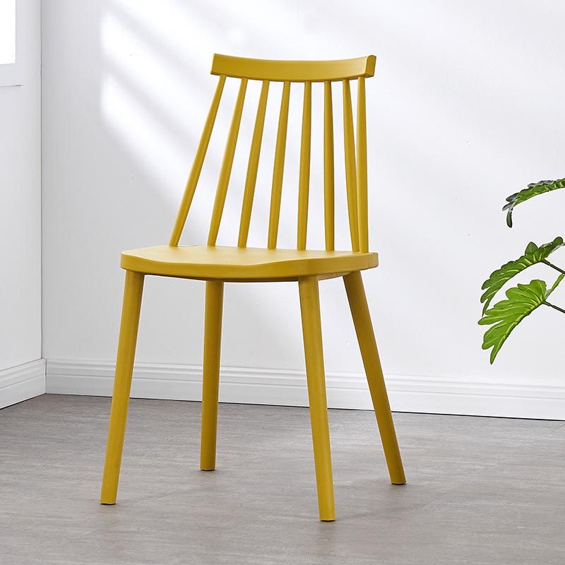 Contemporary Plastic Dining Chair Slat Back Side Chair in Matte Finish for Home