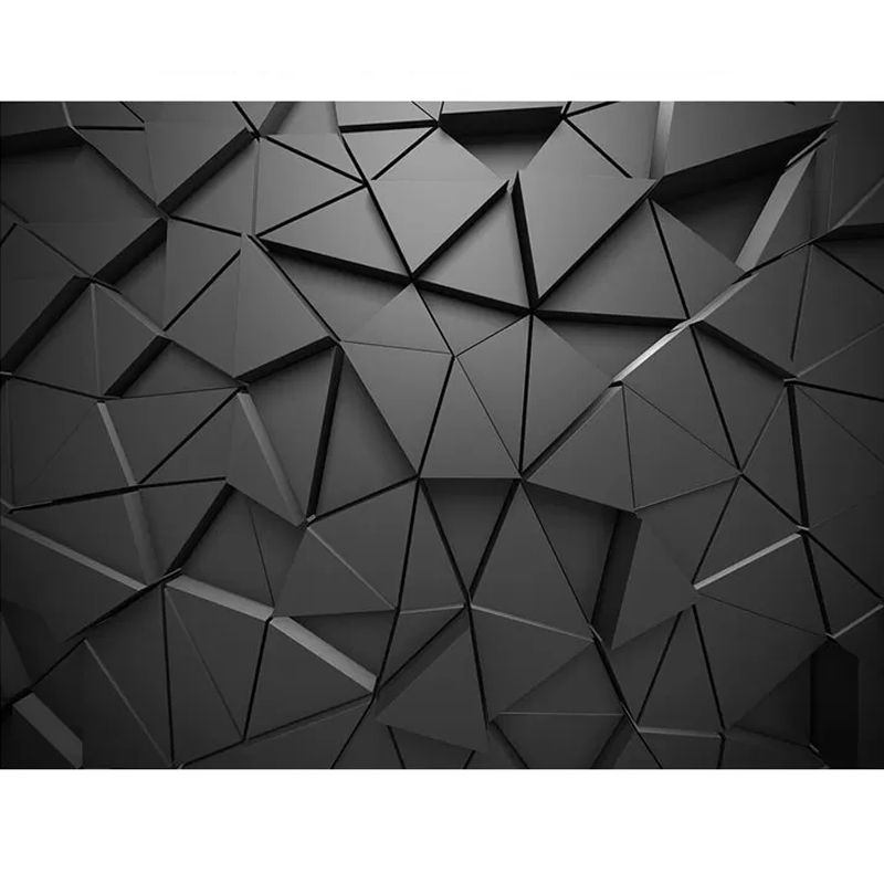 Whole Photography 3D Triangle Mural for Meeting Room in Black and Grey, Made to Measure