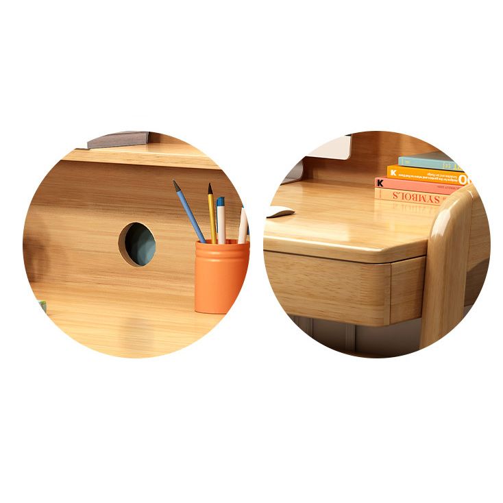 Modern Rubber Wood Study Desk Multifunctional Lifting Desk with Drawer Home Computer Desk