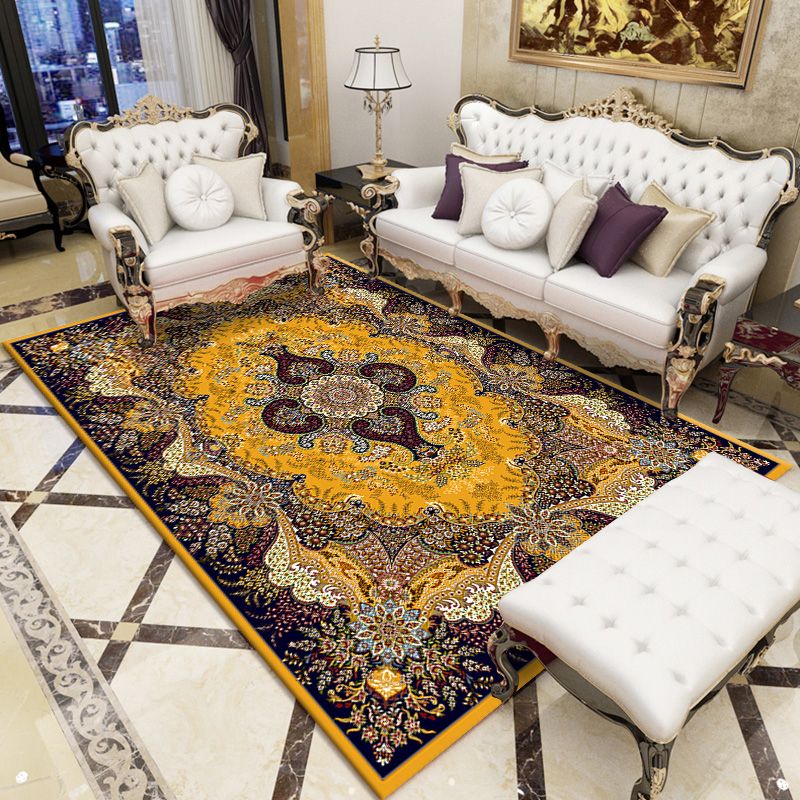 White Traditional Carpet Polyester Graphic Carpet Washable Carpet for Living Room