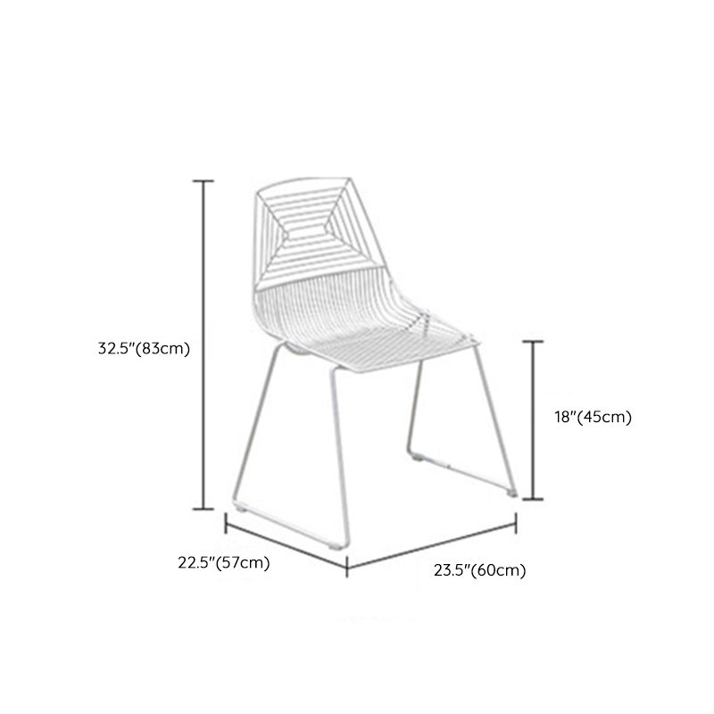 Modern Armless Stacking Side Chair White Iron Dining Side Chair