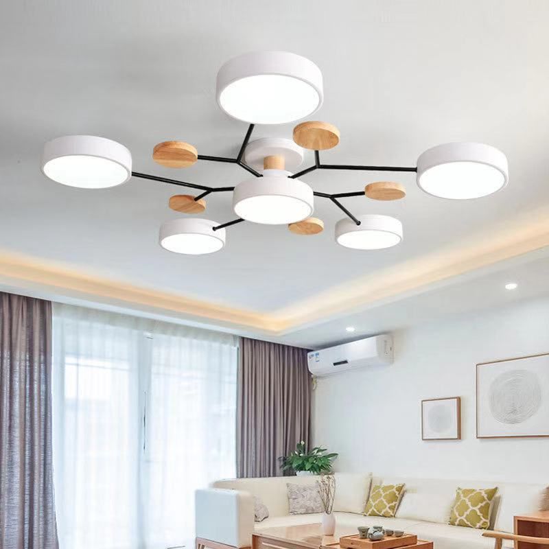 Macaron Molecular LED Plafond Aymordage Metal Living Room Semi Flush Light Light
