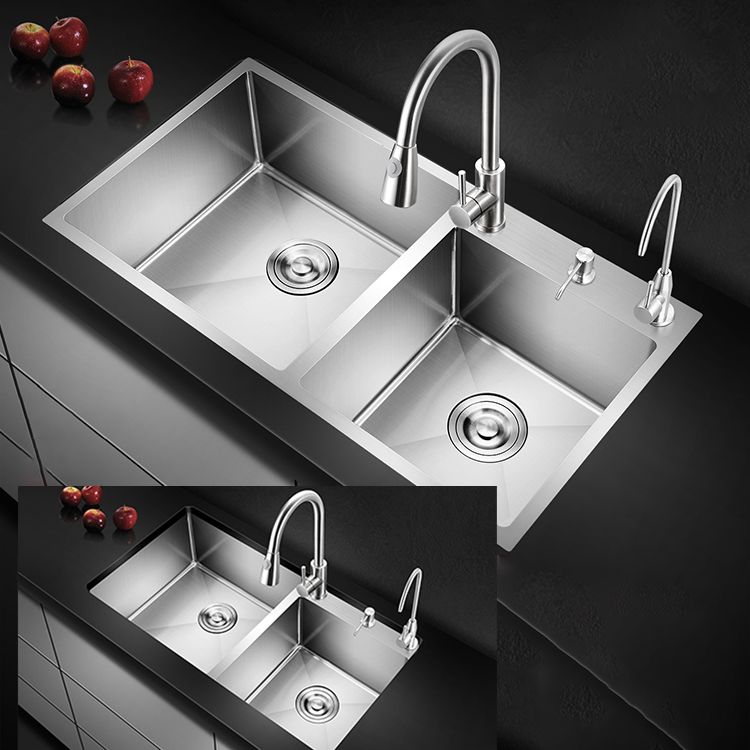 Classic Style Kitchen Sink Drop-In Stainless Steel Kitchen Sink with Drain Strainer Kit