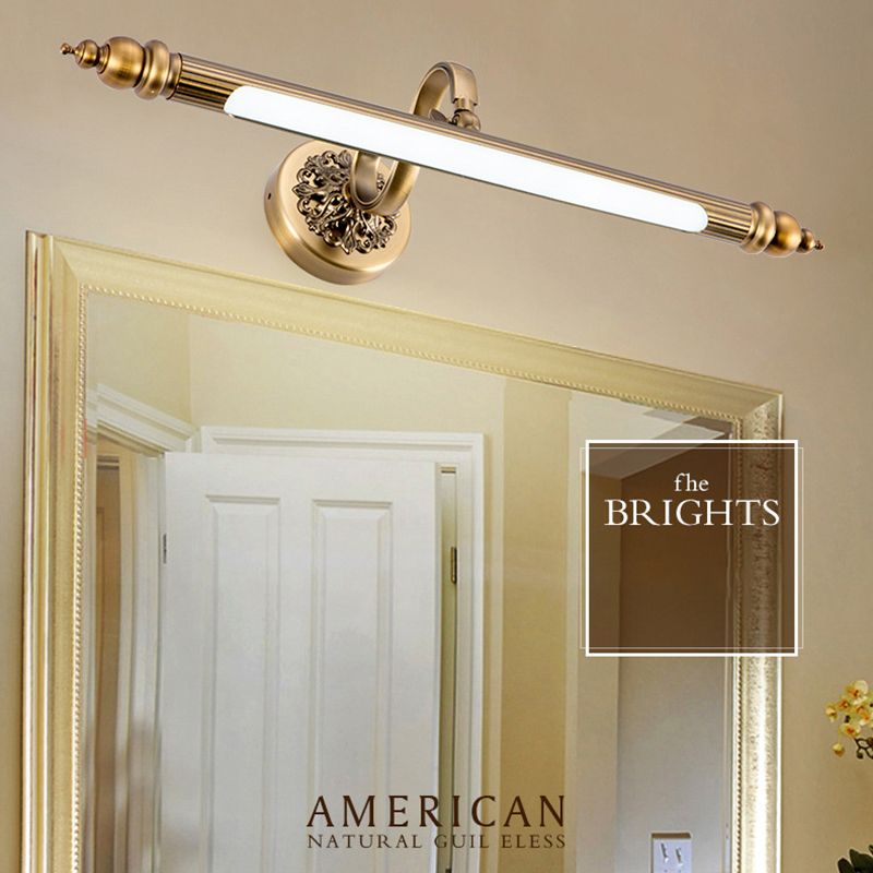 Iluminación de pared alargada de bronce estilo moderno led acrílico luz de aplique para baño