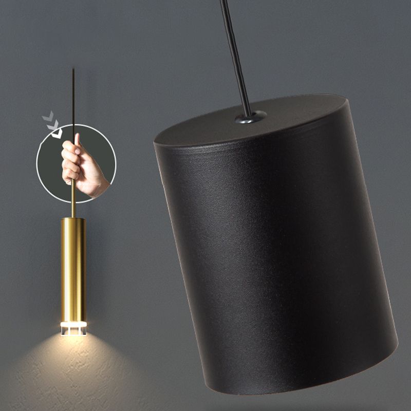 Contemporary Style Cylinder Shape Pendant Light Metal Single Light Hanging Lamp