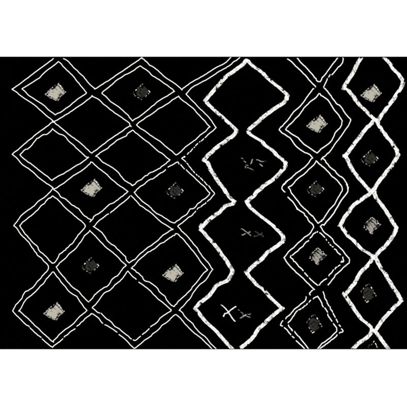 Eclectic Living Room Rug Multi-Color Geometric Printed Area Carpet Polypropylene Non-Slip Backing Machine Washable Indoor Rug