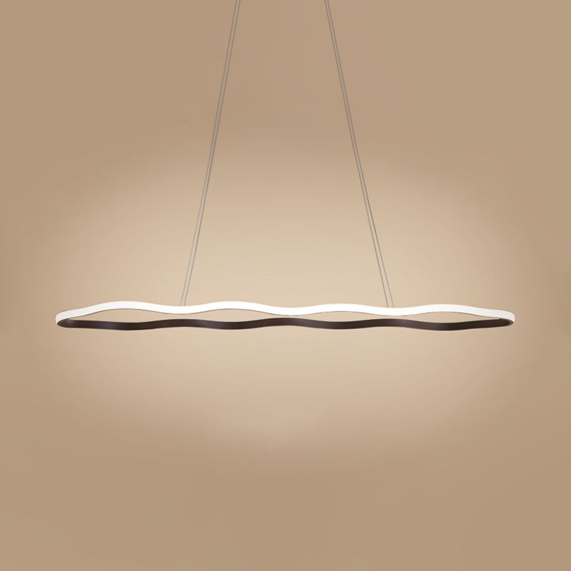 Luce a soffitto appeso ad onda Caffè acrilico moderno 23,5 "/36,5"/47 "Luce sospesa a LED larga in luce calda/bianca